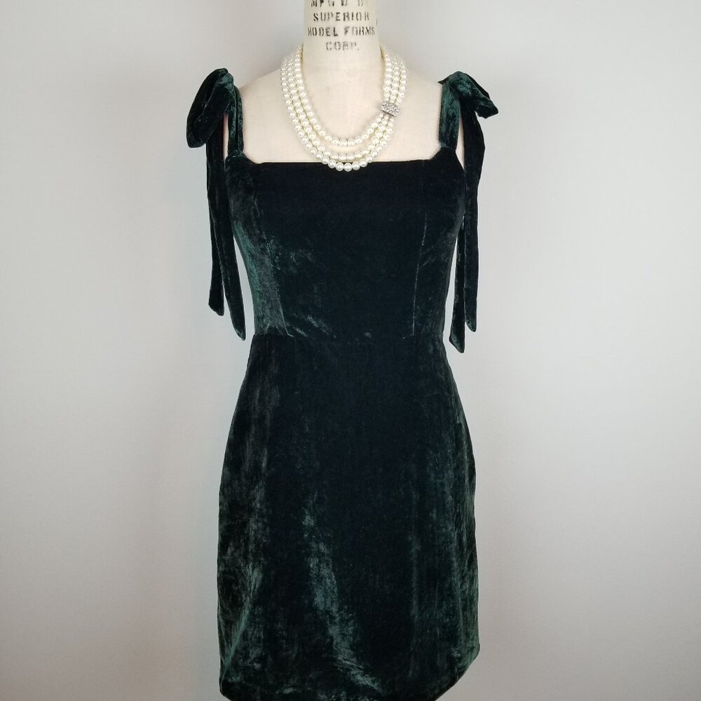 House of Harlow 1960 Emerald Green Velvet Jumper with Ties Ladies Size XS